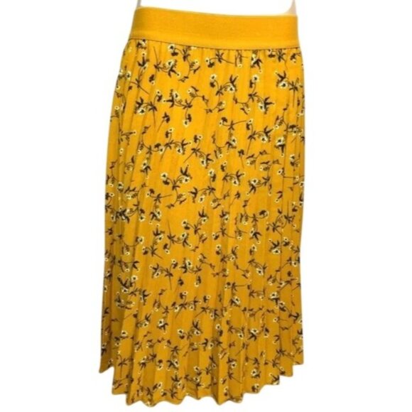 Andi+James Womens Pleated Midi Skirt Medium Vintage Floral Harvest Gold - Picture 1 of 6